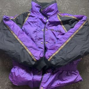 Vintage Polaris Snowmobile Jacket Coat Purple Black Womens Large, Thinsulate